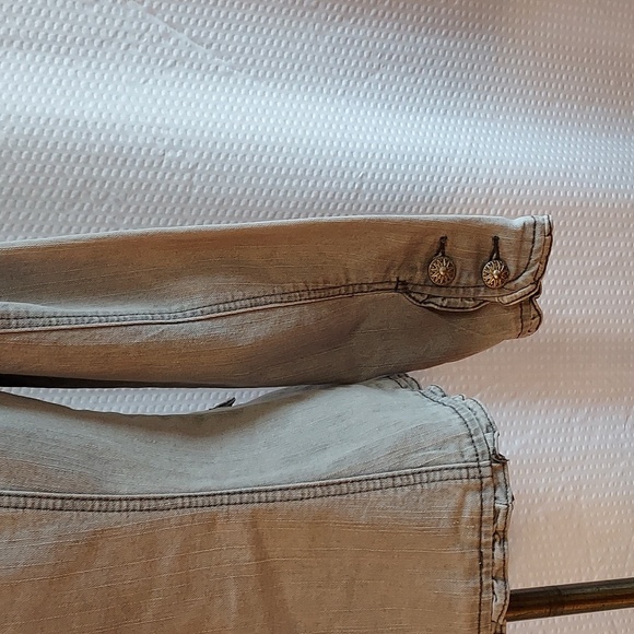 OSO Causuals Women's Jacket Grey Denim Ruffled Fitted Y2K 90's Size 8 - Picture 6 of 16